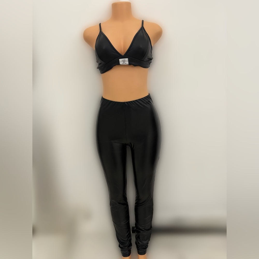 2 piece leather pants set